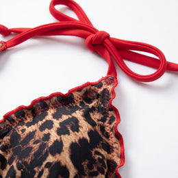 Leopard Ruffle Triangle Bikini Set