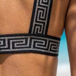 Greek Key High-Waist Bikini Set