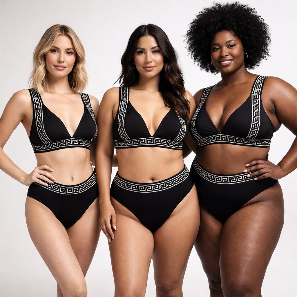 Greek Key High-Waist Bikini Set