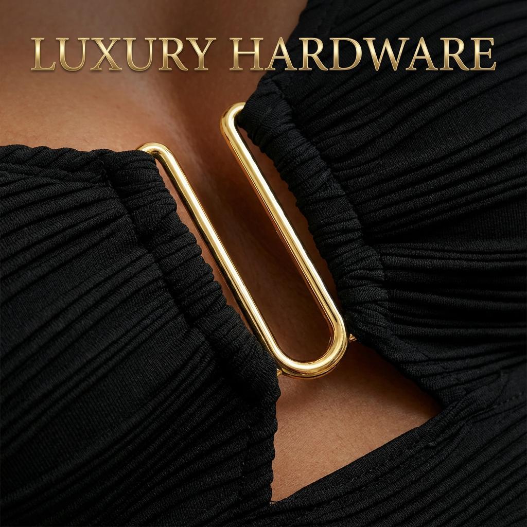 Gold Hardware High-Waist Bikini Set