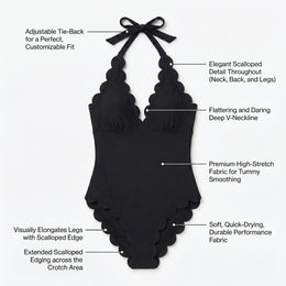 Scalloped Halter One-Piece Swimsuit