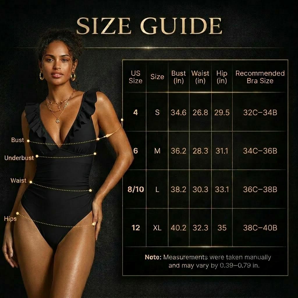Ruffle V-Neck Backless One-Piece Swimsuit