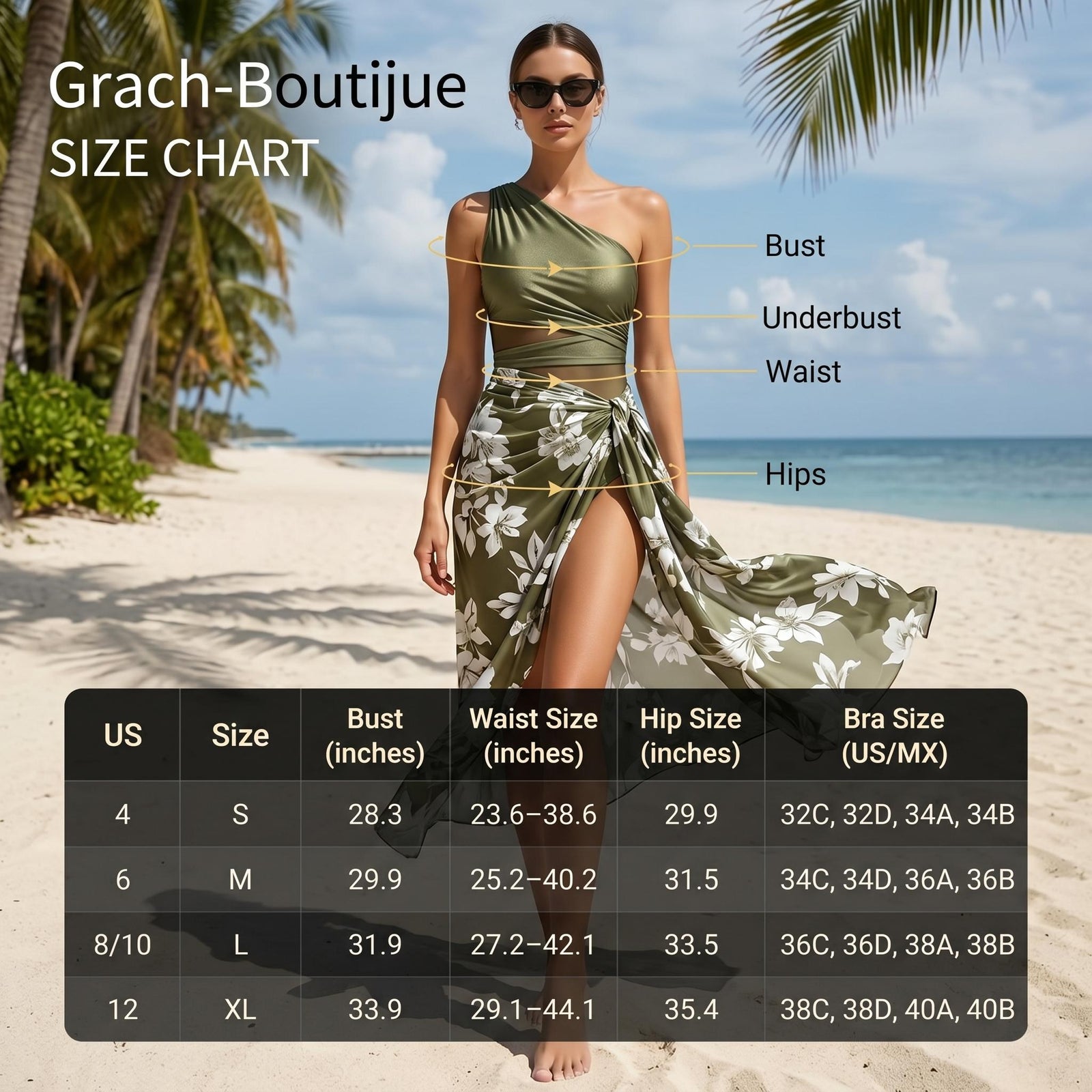One-Shoulder Swimsuit with Floral Sarong Set
