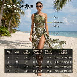 One-Shoulder Swimsuit with Floral Sarong Set