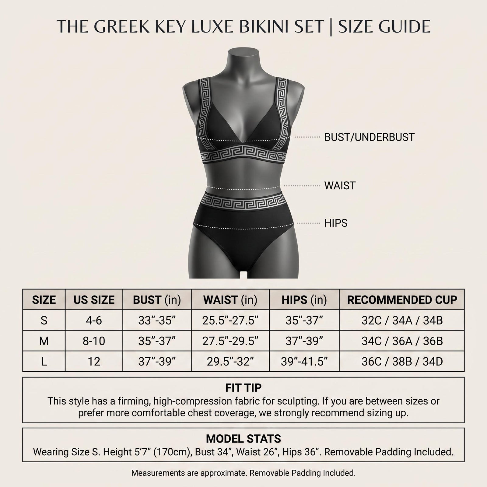 Greek Key High-Waist Bikini Set